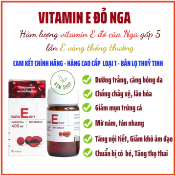 [Kemshop] [CAM KẾT CHÍNH HÃNG] Vitamin E đỏ, viên uống đẹp da vitamin E đỏ Nga, hàm lượng 270mg và 400mg làm đẹp, hỗ trợ