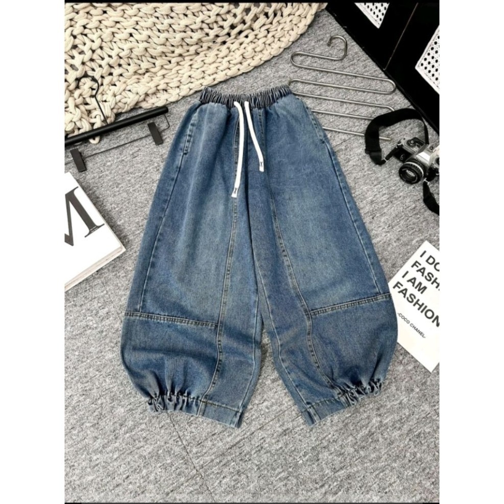 Quần Bò Thụng Bo Gấu Cho Nữ Phong Cách Cá Tính Dài 90cm Chất Jaens mềm 38-80kg - Jean