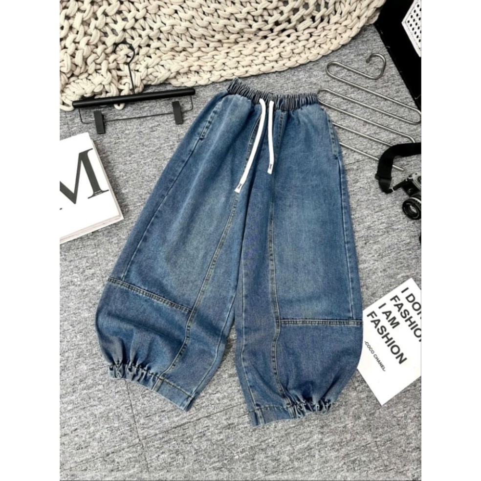 Quần Bò Thụng Bo Gấu Cho Nữ Phong Cách Cá Tính Dài 90cm Chất Jaens mềm 38-80kg - Jean