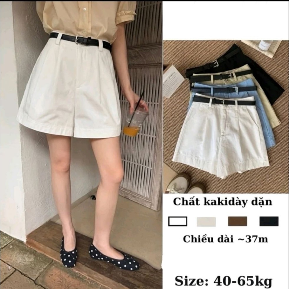 Quần Short Không Kèm Đai chất kaki Không nhăn cạp khóa Cho Nữ