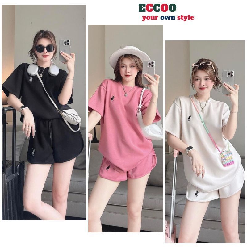 Sét Áo Thun Thêu ngựa + Kèm Quần Đùi Chất Poly Mềm Đủ Size S,M,L,XL
