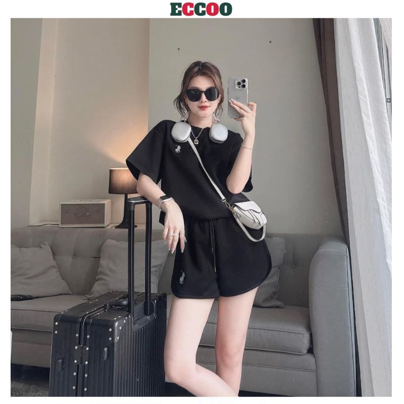 Sét Áo Thun Thêu ngựa + Kèm Quần Đùi Chất Poly Mềm Đủ Size S,M,L,XL