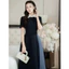 Đầm Nữ Dự Tiệc, Váy Thiết Kế Cổ Sơ Mi Tay Ngắn Đính Nơ Eo Midi Dáng Xòe Nhẹ Nhàng Sang Trọng