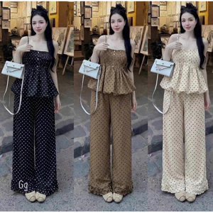 SET BỘ QUẦN SUÔNG ÁO 2 DÂY BÍ CHẤM BI