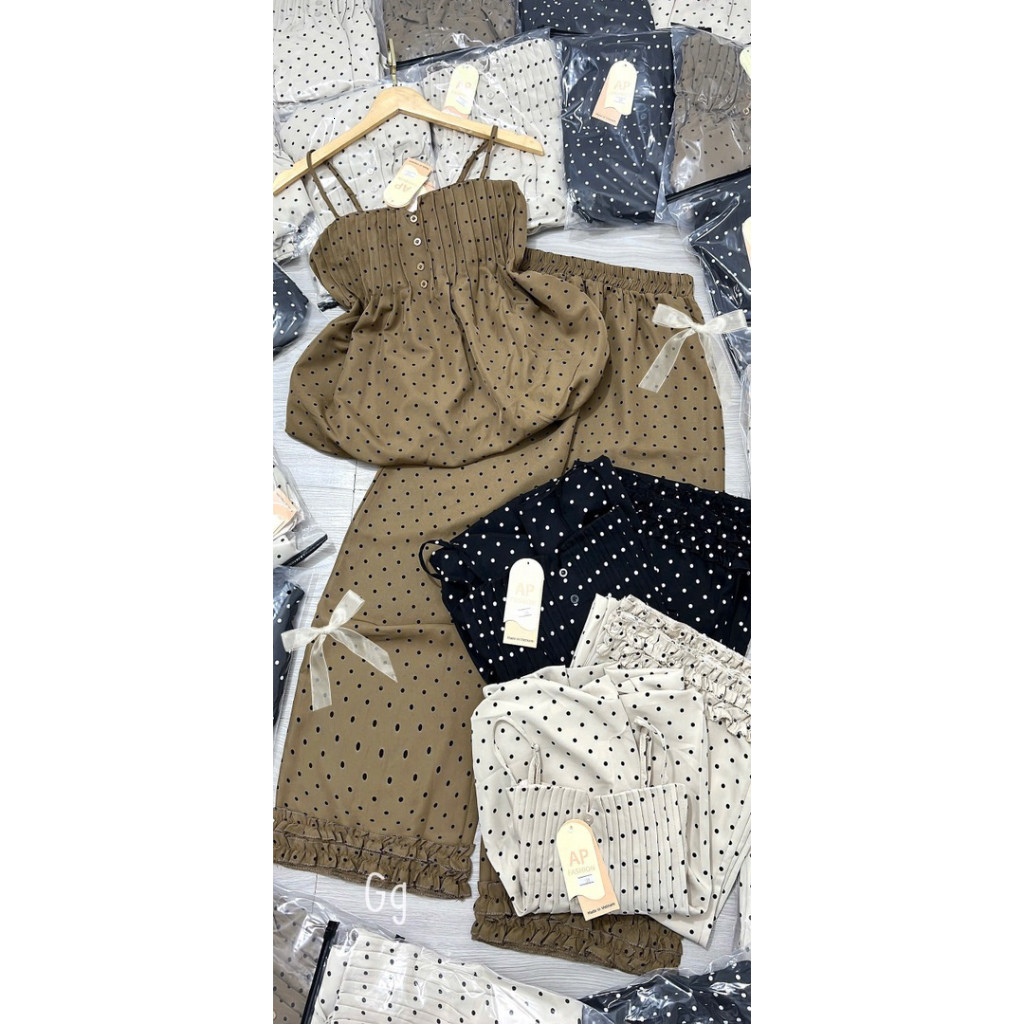 SET BỘ QUẦN SUÔNG ÁO 2 DÂY BÍ CHẤM BI