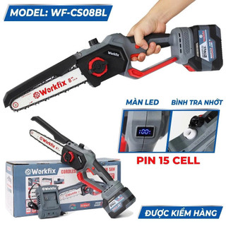 Cưa xích 8inch dùng pin WORKFIX WF-CS08BL, Tốc độ khủng 46000v.p, Không chổi than - Tra nhớt tự động