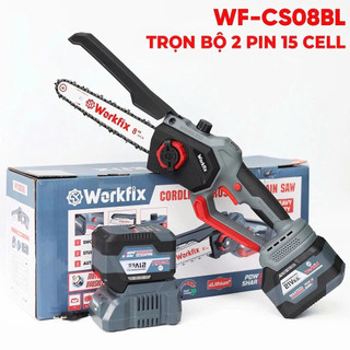 Cưa xích 8inch dùng pin WORKFIX WF-CS08BL, Tốc độ khủng 46000v.p, Không chổi than - Tra nhớt tự động