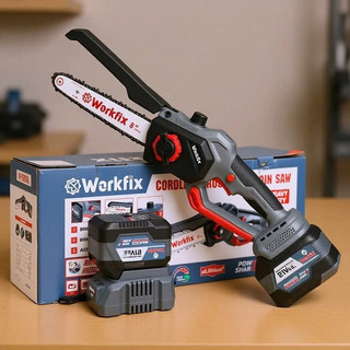 Cưa xích 8inch dùng pin WORKFIX WF-CS08BL, Tốc độ khủng 46000v.p, Không chổi than - Tra nhớt tự động