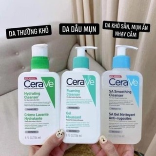 Sữa rửa mặt giúp làm sạch sâu dành cho da dầu da khô da nhảy cảm CeraVe Foaming Cleanser 236ML
