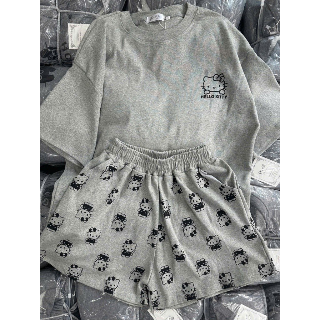 Sét Bộ Đùi Nữ Mặc Nhà In hoạ Tiết Mèo Hello Kitty Basic Xinh Xắn Đáng Yêu