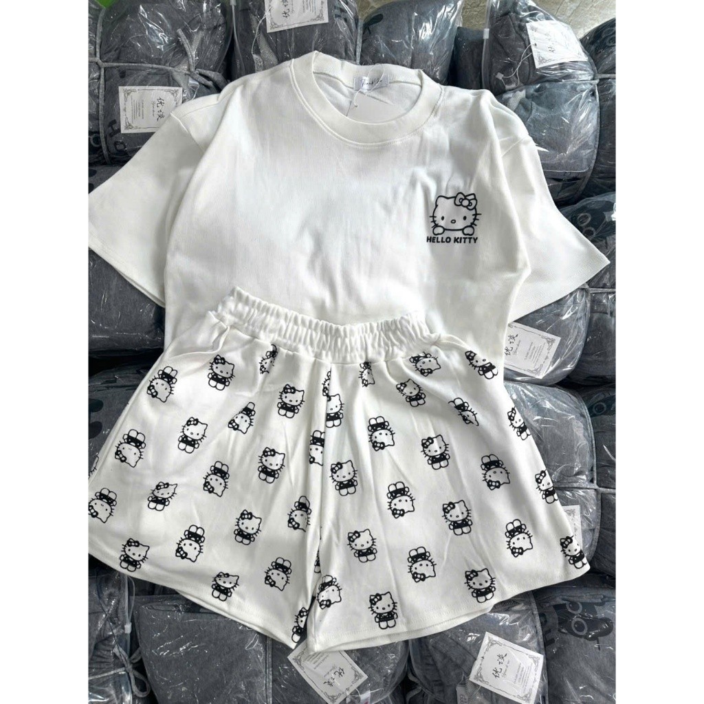 Sét Bộ Đùi Nữ Mặc Nhà In hoạ Tiết Mèo Hello Kitty Basic Xinh Xắn Đáng Yêu