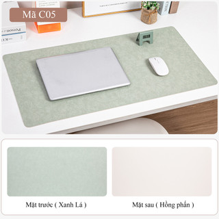 Pad Chuột Da PU 2 Mặt Cỡ Lớn Màu Xanh lá/Hồng Phấn - Giống da thật 90% - Chống Nước - Chống Trầy