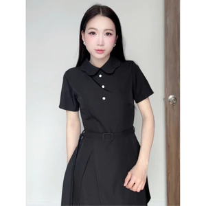 Jolly Studio - Đầm D09 Công Sở Thiết Kế Cổ Hoa Phối Nút Sang Chảnh Xinh Xắn