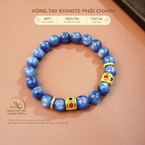 Hoả tốc - Ngọc Đan Tâm - Vòng Tay Kyanite 9mm 4A Phối Charm Mạ Vàng - Mệnh Thủy & Mệnh Mộc