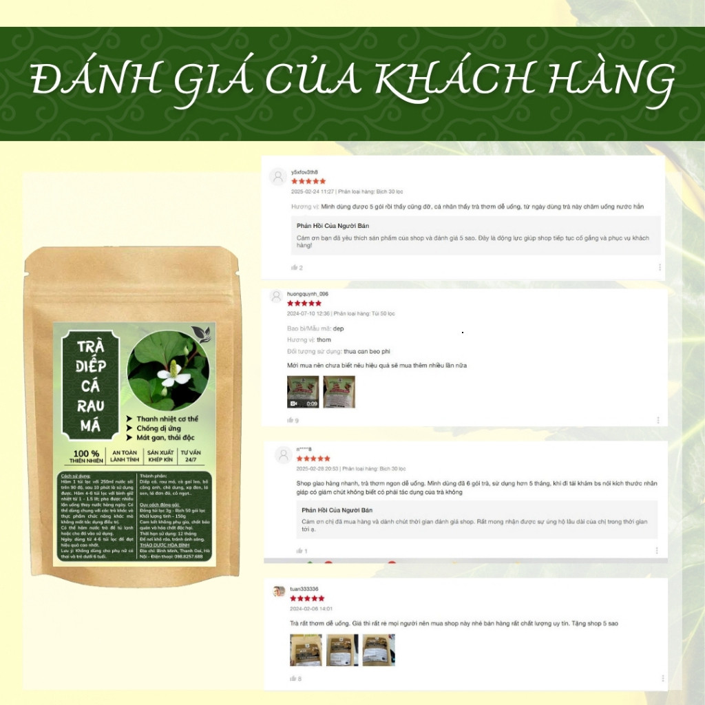 Hòa Bình Organic- Trà Diếp Cá,Rau Má. Giải độc gan,thanh nhiệt,tăng cường chức năng gan.Bịch 50 túi