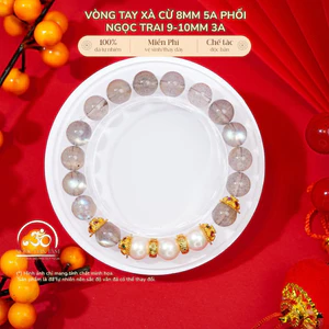Hoả tốc - Ngọc Đan Tâm - Vòng Tay Xà Cừ 8mm 5A Phối Ngọc Trai 9-10mm 3A - Mệnh Kim & Mệnh Thuỷ