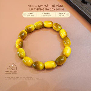 Hoả tốc - Ngọc Đan Tâm - Vòng Tay Đá Mắt Hổ Vàng Lu Thống 5A 10x14mm - Mệnh Kim & Mệnh Thổ