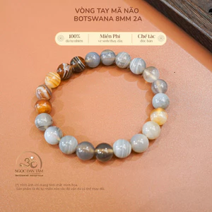 Hoả tốc - Ngọc Đan Tâm - Vòng Tay Mã Não Botswana 8mm 2A - Mệnh Kim