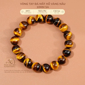 Hoả tốc - Ngọc Đan Tâm - Vòng Tay Mắt Hổ Vàng Nâu 10mm 5A - Mệnh Thổ & Mệnh Kim