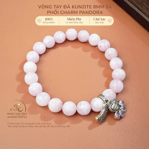 Hoả tốc - Ngọc Đan Tâm - Vòng Tay Đá Kunzite 8mm 3A Phối Charm Pandora - Mệnh Thổ & Mệnh Hoả