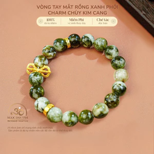 Hoả tốc - Ngọc Đan Tâm - Vòng Tay Mắt Rồng Xanh 10mm 2A Phối Charm Chùy Kim Cang - Mệnh Mộc & Mệnh Hoả