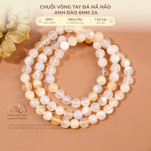 Hoả tốc - Ngọc Đan Tâm - Chuỗi Vòng Tay Đá Mã Não Anh Đào 6mm 2A - Mệnh Hoả & Mệnh Thổ