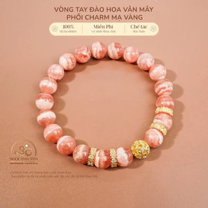 Hoả tốc - Ngọc Đan Tâm - Vòng Tay Đào Hoa Vân Mây 8mm 5A Phối Charm Đính Đá - Mệnh Thổ & Mệnh Hoả