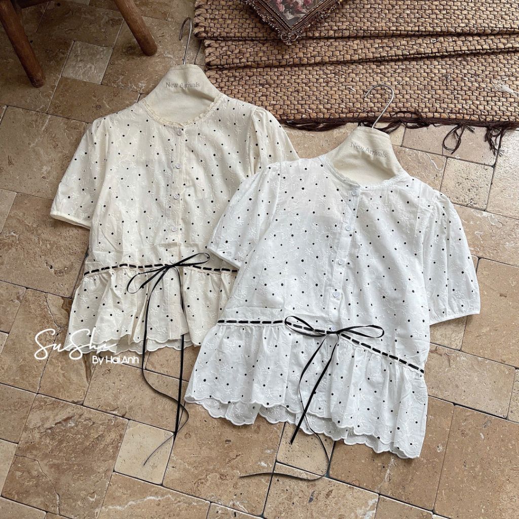 [𝑯𝒂 𝑨𝒏𝒉] Áo Sơ Mi Cộc Rút Dây Eo QCL1