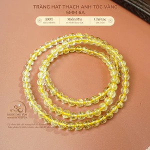 Hoả tốc - Ngọc Đan Tâm - Chuỗi Vòng Tay Thạch Anh Tóc Vàng 5mm 6A - Mệnh Kim và Mệnh Thổ