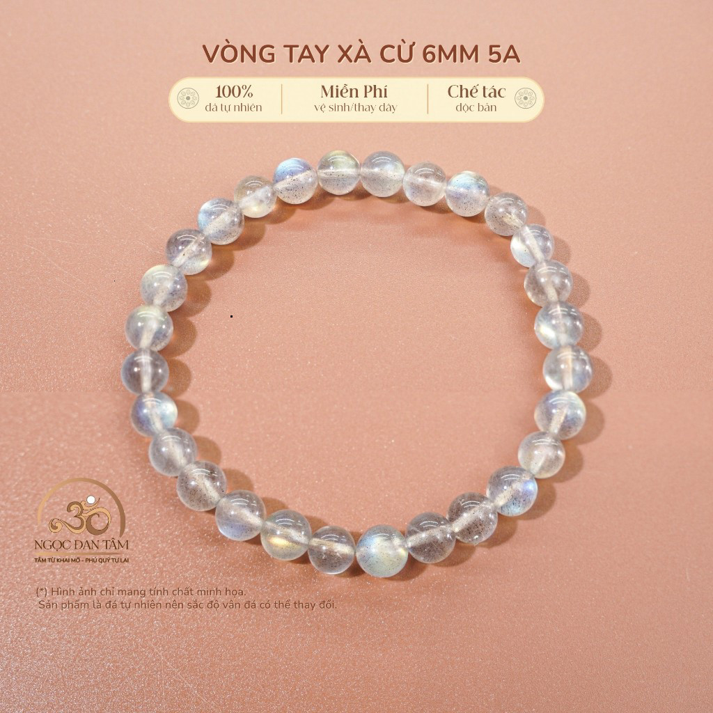 Hoả tốc -  Ngọc Đan Tâm - Vòng Tay Đá Xà Cừ 6mm 5A - Mệnh Thuỷ & Mệnh Kim