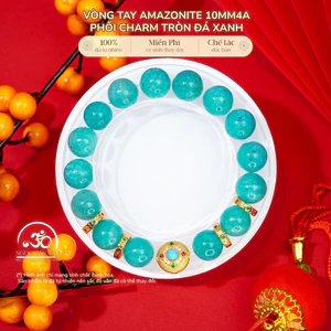 Hoả tốc - Ngọc Đan Tâm - Vòng Tay Đá Amazonite 10mm 4A Phối Charm Tròn Màu Đá Xanh - Mệnh Thuỷ & Mệnh Mộc