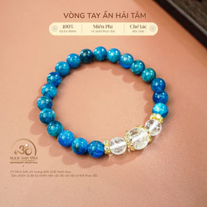 Hoả tốc - Ngọc Đan Tâm - Vòng Tay Ẩn Hải Tâm (Apatite 8mm 2A Phối Thạch Anh Trắng 8mm 2A) - Mệnh Thuỷ & Mệnh Mộc