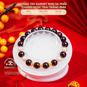 Hoả tốc - Ngọc Đan Tâm - Vòng Tay Garnet Phối Charm Ngọc Trai Trắng - Mệnh Hoả & Mệnh Thổ