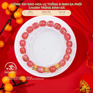Hoả tốc - Ngọc Đan Tâm - Vòng Tay Đào Hoa Lu Thống 8-9mm 5A Phối Charm Trống Đính Đá - Mệnh Hoả & Mệnh Thổ