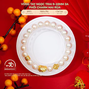 Hoả tốc - Ngọc Đan Tâm - Vòng Tay Ngọc Trai 9-10mm 3A Phối Charm Mai Rùa - Đa Mệnh