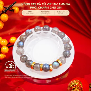 Hoả tốc - Ngọc Đan Tâm - Vòng Tay Xà Cừ Vip 10-11mm 5A Phối Charm Chú Om - Mệnh Kim & Mệnh Thuỷ