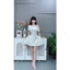 Đầm thời trang nữ kiểu tiểu thư chất Lụa Mango chạy smocking thân sau lệch vai đính hoa chấm bi dáng xoè phồng kèm