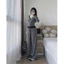 Set Bộ Phối Màu Hai Lớp Quần Dài Ống Suông Mix Áo Cổ Tim Đính Nút Chất Thun Gân Mềm Mại Thanh Lịch Đồ Mặc Nhà Dạo