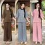 Đồ lam pháp phục đi chùa nữ chất linen hàn cao cấp thêu hoa sen sang trọng thanh lịch , có túi quần Shop Uyên Fash