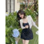 Set Váy Hai Dây Samy Hoa Nhí Cổ V Kèm Áo Cardigan Trắng, Phong Cách Xinh Xắn Shop Uyên Fashion