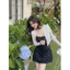 Set Váy Hai Dây Samy Hoa Nhí Cổ V Kèm Áo Cardigan Trắng, Phong Cách Xinh Xắn Shop Uyên Fashion