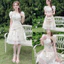 Váy Tơ Kem Hoa Xanh Thêu Tiểu Thư Gam Màu Kem Form Ngắn Xếp Chéo Eo Thanh Lịch Shop Uyên Fashion