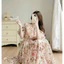 Đầm thời trang nữ dáng xòe cổ tròn phối voan hoa nhí trễ tay nhún eo dành cho các nàng đi chơi, đi tiệc QC. Màu y