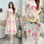 Váy hoa dáng dài tiểu thư bo chun eo đi chơi đi biển dạo phố Nahouse đầm xòe tay ngắn voan hồng thiết kế đẹp xinh