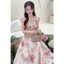 Váy hoa dáng dài tiểu thư bo chun eo đi chơi đi biển dạo phố Nahouse đầm xòe tay ngắn voan hồng thiết kế đẹp xinh