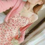 Set váy hoa 2 dây xếp ly ngực bọc nút kèm áo khoác gân xinh xắn cùng tone hồng dễ thương phù hợp đi tiệc, đi biển