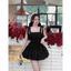 Đầm Thiết Kế Hai Dây Lưới Bông, Cột Nơ, Tùng Cotton Dáng Bí Phồng, Dễ Thương Shop Uyên Fashion