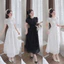 Đầm thời trang nữ dự tiêc chất len ren cổ tròn tay ngắn đính hoa eo dáng váy chữ A kèm lót xếp ly dài maxi SHOPTIN