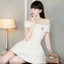 Đầm Nữ Dáng Điểm Khuy Ngắn Trễ vai Chất Bố Xước Dày Dặn Thời Trang Basic Nữ