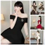 Đầm Nữ Dáng Điểm Khuy Ngắn Trễ vai Chất Bố Xước Dày Dặn Thời Trang Basic Nữ